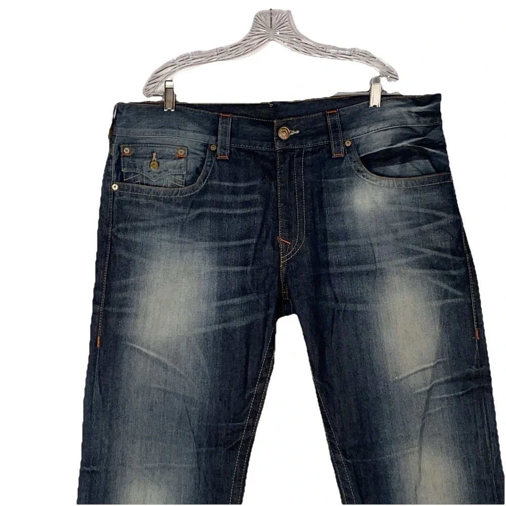True Religion Jeans Men's 40x33 Vintage Rare Straight Flaps Orange Stitching New